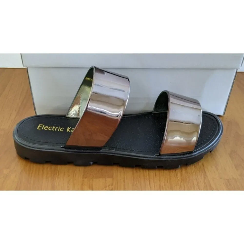 Silver Metallic Electric Karma Slides